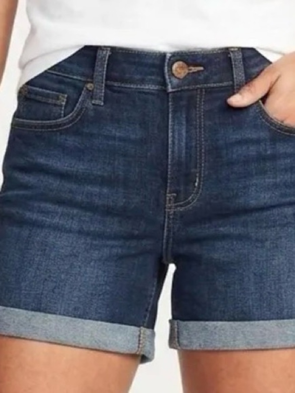 Old Navy O.G. High Rise Straight Cuffed Denim Shorts 0